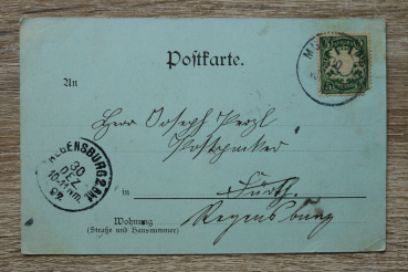AK Gruss aus München / 1897 / Mondschein Karte / Straßenansicht Architektur Gebäude